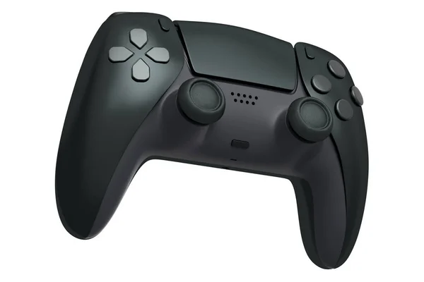 Realistico controller per videogiochi nero su sfondo bianco — Foto Stock