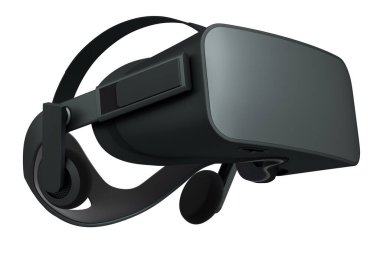 Beyaz arka planda izole edilmiş sanal siyah gerçeklik gözlükleri. 3d oluşturma