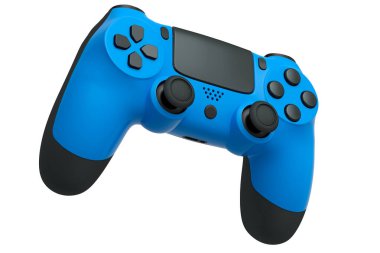 Beyaz arkaplanda gerçekçi mavi video oyunu denetleyici