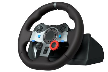 Beyaz arka planda izole edilmiş gerçekçi deri direksiyon..