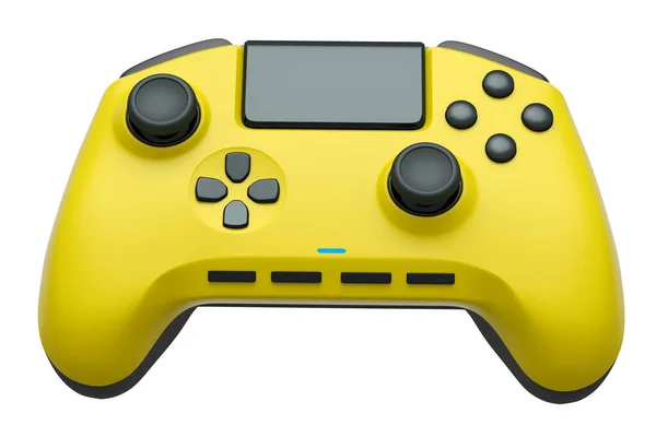 Beyaz arkaplanda gerçekçi sarı video oyunu denetleyici — Stok fotoğraf