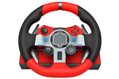 Beyaz arka planda izole edilmiş gerçekçi deri direksiyon..