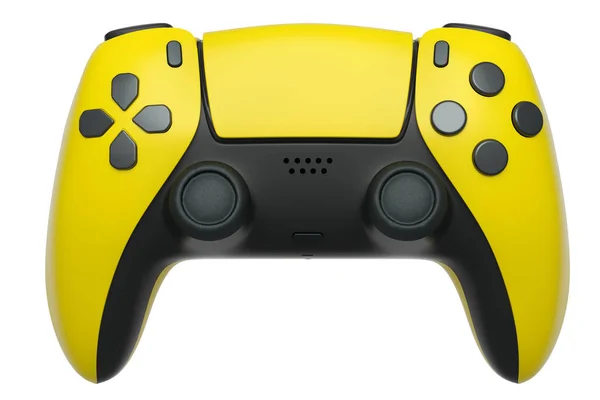 Realisztikus sárga videojáték-vezérlő fehér háttér — Stock Fotó