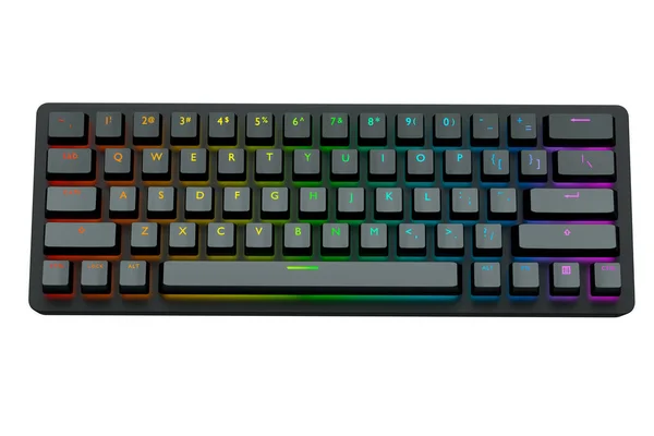 검은 색 컴퓨터 키보드와 흰 배경에 색감 이 분리되어 있다. — 스톡 사진