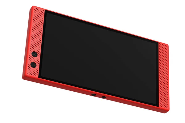 Tampilan depan dari smartphone merah dengan layar kosong, konsep mobile gaming — Stok Foto