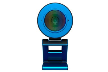 Web kamerası çevrimiçi görüntülü konuşma ve beyaz arkaplan konferansı için beklemede.