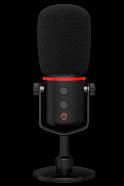 3D rendering of studio condenser microphone isolated on black background — Stock Photo, Image