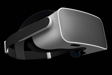 Siyah arka planda izole edilmiş sanal beyaz gerçeklik gözlükleri. 3d oluşturma