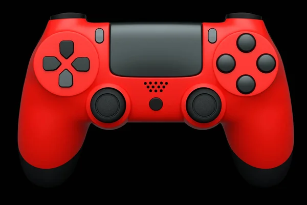 Joystick rosso realistico per controller di videogiochi su sfondo nero — Foto Stock