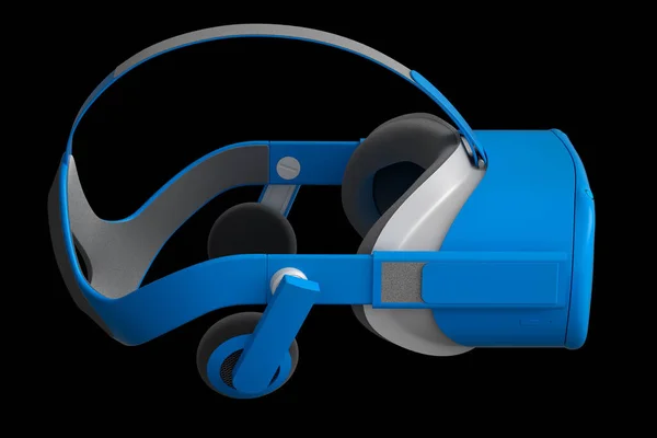 Gafas de realidad azul virtual aisladas sobre fondo negro. renderizado 3d —  Fotos de Stock