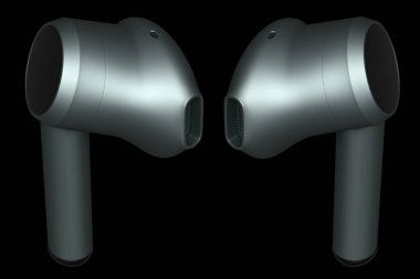 Çalışmalar ya da dinleme hizmetleri için kablosuz kulaklıkların 3D görüntülenmesi