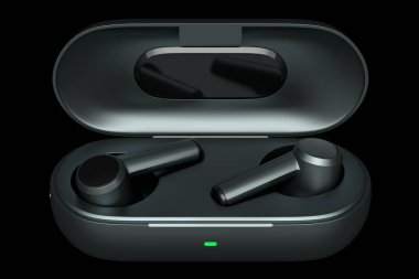 Çalışmalar ya da dinleme hizmetleri için kablosuz kulaklıkların 3D görüntülenmesi