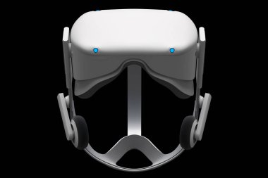 Siyah arka planda izole edilmiş sanal beyaz gerçeklik gözlükleri. 3d oluşturma