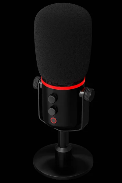 3D rendering of studio condenser microphone isolated on black background — Stock Photo, Image