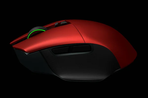 Modern wireless gaming computer mouse isolated on black background