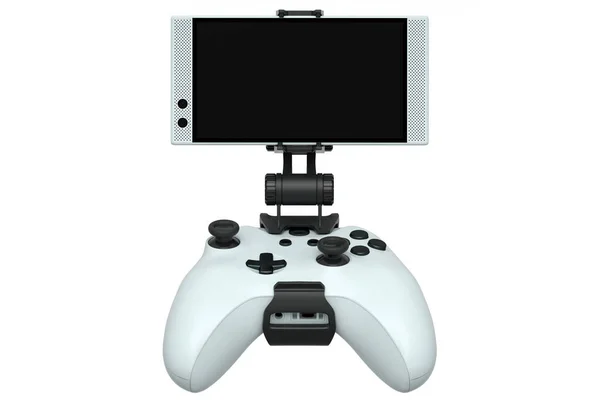 Realisztikus fehér joystick játék mobiltelefon fehér háttér — Stock Fotó