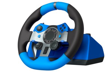 Beyaz arka planda izole edilmiş gerçekçi deri direksiyon..