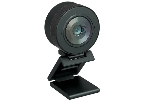 Web-Kamera am Stand für Online-Videochat und Konferenz auf weißem Hintergrund — Stockfoto
