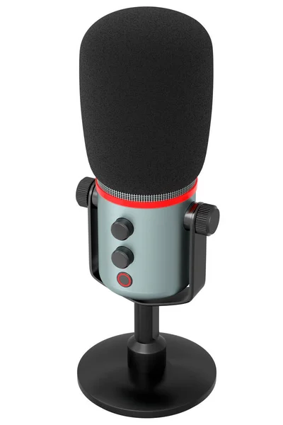 Rendu Microphone Condensateur Studio Isolé Sur Fond Blanc Concept Jeux — Photo