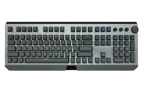 Clavier Ordinateur Noir Aux Couleurs Rgb Isolé Sur Fond Blanc — Photo