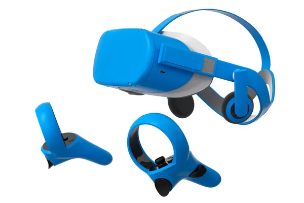 Gafas Controladores Realidad Virtual Para Juegos Línea Nube Sobre Fondo — Foto de Stock