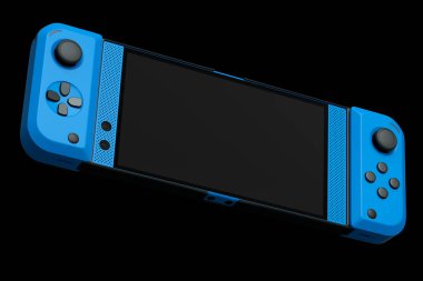 Siyah arkaplanda cep telefonuna bağlı gerçekçi video oyunu denetleyicileri