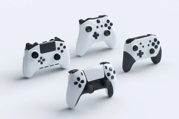 Álló gamer joysticks vagy gamepads készlet fehér alapon — Stock Fotó