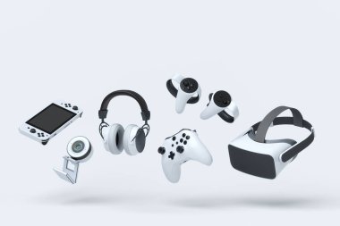 Kontrolör, VR gözlükleri, web kamerası, kulaklık, joystick gibi uçan oyun vitesleri