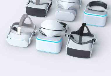 Beyaz arkaplanda çevrimiçi oyun için sanal gerçeklik gözlükleri