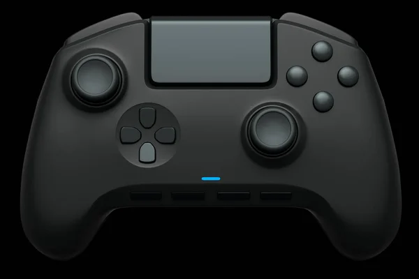 Realistyczny czarny joystick dla kontrolera gier wideo na czarnym tle — Zdjęcie stockowe
