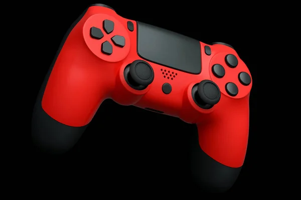 Manette réaliste rouge pour manette de jeu vidéo sur fond noir — Photo