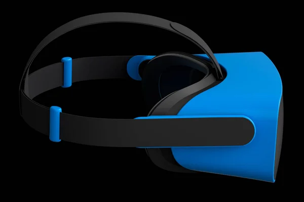 Virtual Blue Reality Brille isoliert auf schwarzem Hintergrund. 3D-Darstellung — Stockfoto