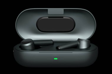 Çalışmalar ya da dinleme hizmetleri için kablosuz kulaklıkların 3D görüntülenmesi