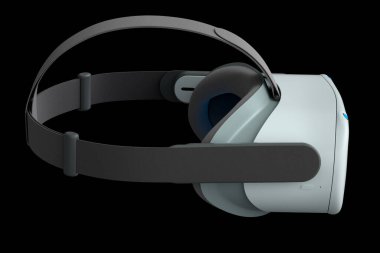 Siyah arka planda izole edilmiş sanal beyaz gerçeklik gözlükleri. 3d oluşturma