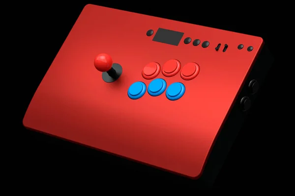 Bastone arcade vintage con joystick e pulsanti di livello torneo sul nero — Foto Stock