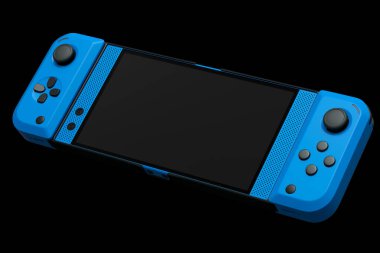 Siyah arkaplanda cep telefonuna bağlı gerçekçi video oyunu denetleyicileri