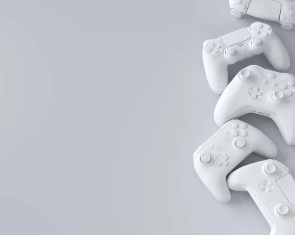 Set van liegende gamer joysticks of gamepads op witte achtergrond — Stockfoto