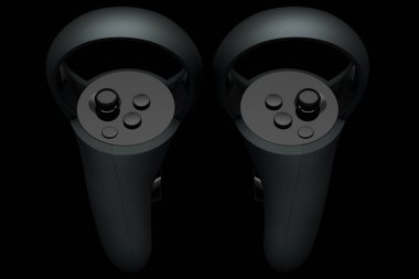 Siyah arkaplanda sanal gerçeklik denetleyicileri ve bulut oyunları