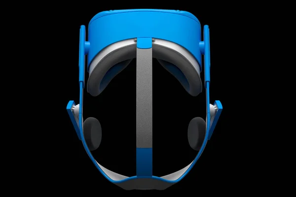 Occhiali di realtà blu virtuale isolati su sfondo nero. rendering 3d — Foto Stock