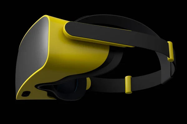Occhiali di realtà giallo virtuale isolati su sfondo nero. rendering 3d — Foto Stock