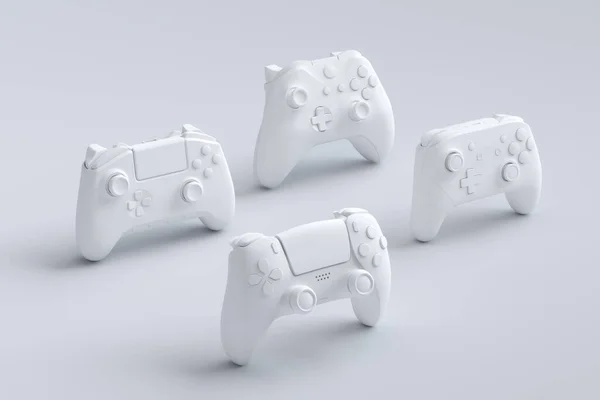 Conjunto de joysticks gamer em pé ou gamepads no fundo branco — Fotografia de Stock