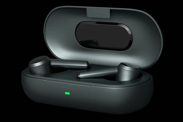 Representación 3D de auriculares inalámbricos para entrenamientos o escuchar servicios de streaming —  Fotos de Stock