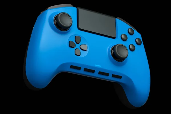 Joystick bleu réaliste pour manette de jeu vidéo sur fond noir — Photo