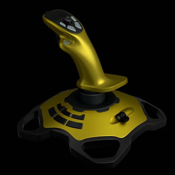 Realistic joystick for flight simulator isolated on black background — Stock Photo, Image