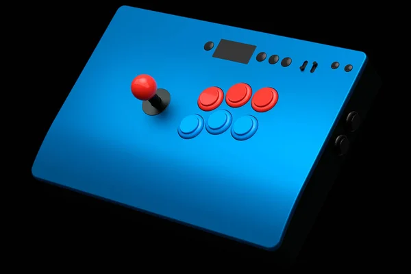 Bastone Arcade Vintage Con Joystick Pulsanti Livello Torneo Sfondo Nero — Foto Stock