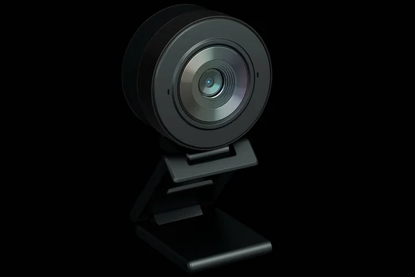 Webcam Permanecer Stand Aislado Fondo Negro Representación Cámara Web Seguridad — Foto de Stock