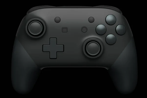 Manette Réaliste Noire Pour Manette Jeu Vidéo Sur Fond Noir — Photo