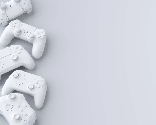 Set Van Liggende Monochrome Gamer Joysticks Gamepads Witte Achtergrond Met — Stockfoto