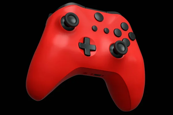 Реалистичный красный джойстик для контроллера видеоигр на черном фоне — стоковое фото