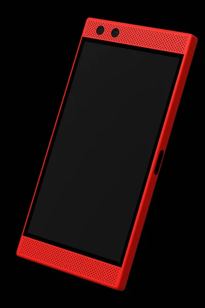 Προβολή κόκκινου smartphone με άδεια οθόνη, έννοια του mobile gaming — Φωτογραφία Αρχείου